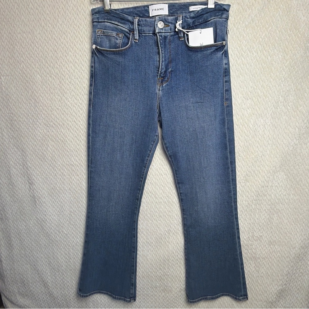 NWT FRAME Jeans Womens 29 Le Crop Mini Boot Blue Denim Jeans